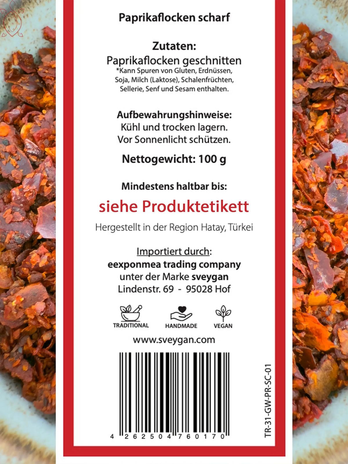 Paprikaflocken 100g - sveygan - Premium Mediterran