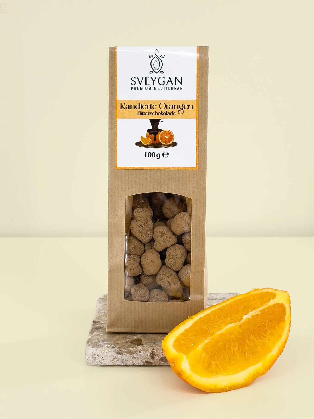 Orangen in Bitterschokolade 100g - sveygan - Premium Mediterran